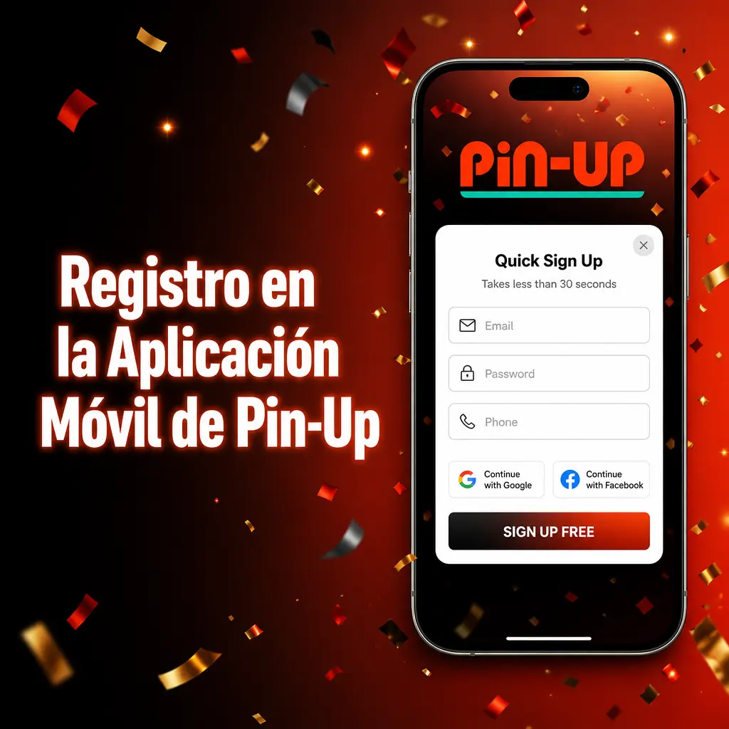 Pantalla de registro en la app móvil de Pin-Up